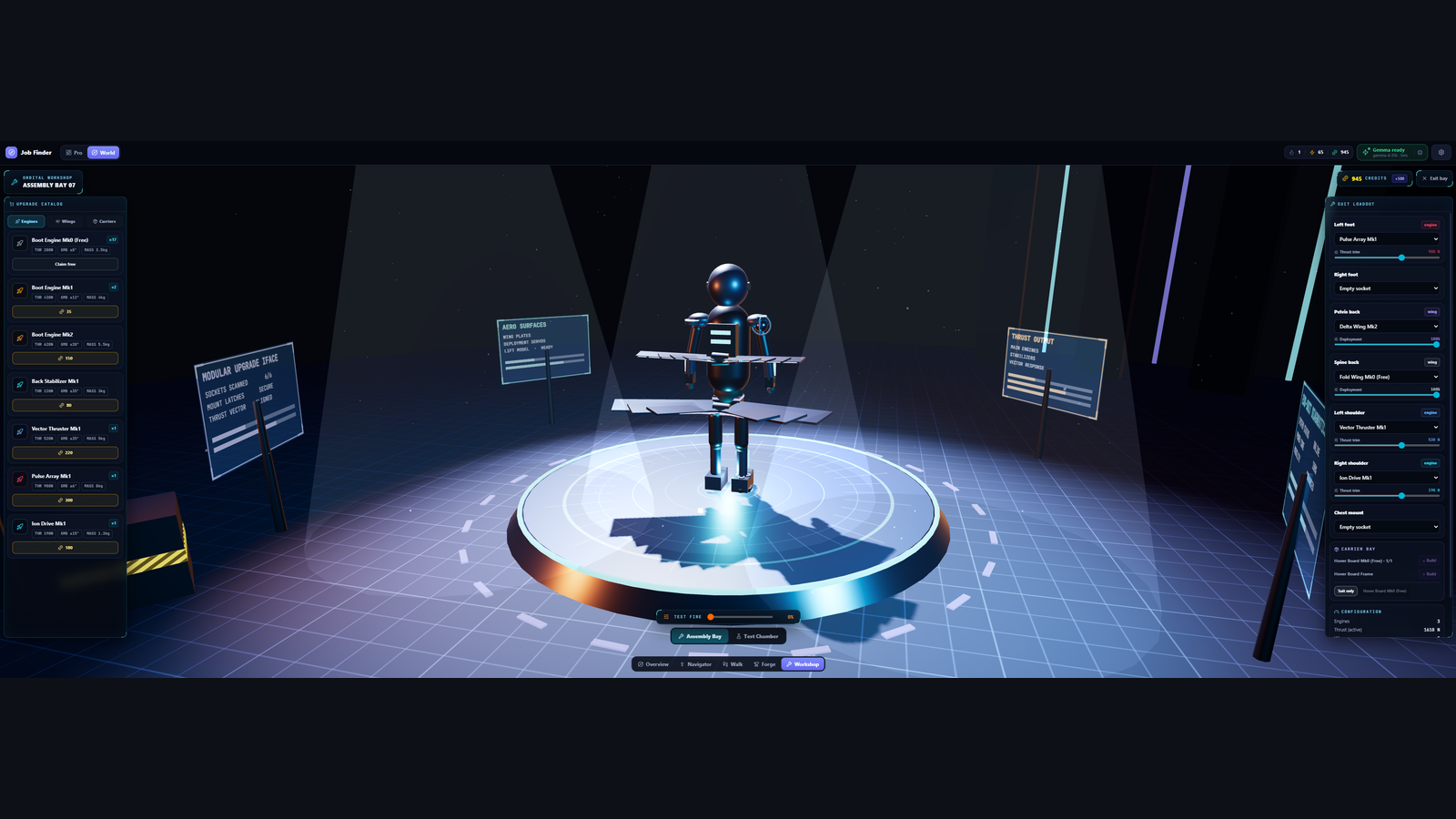 Orbital Workshop (July 02) — Modular agent capability bay with avionics and engine loadouts